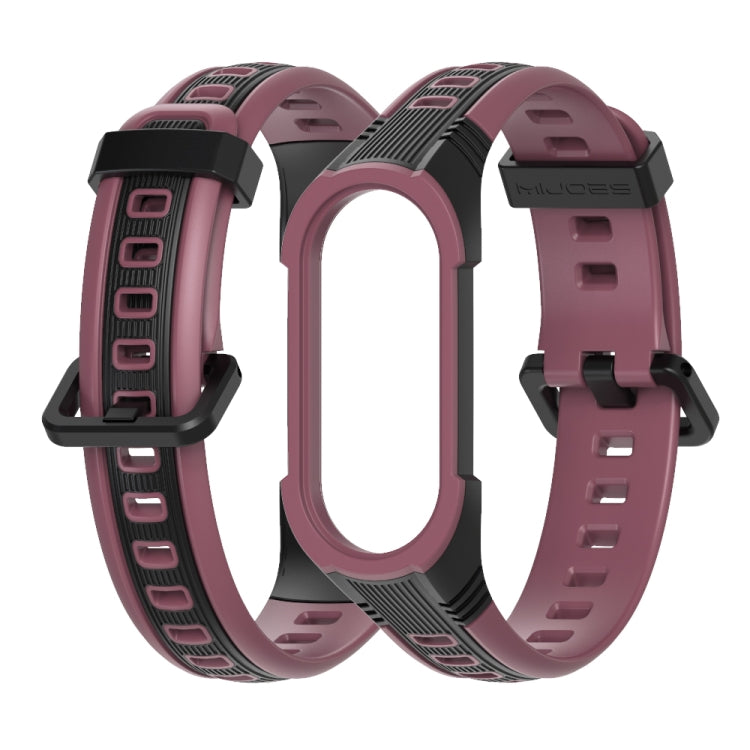 For Xiaomi Mi Band 5 / 6 / 7 MIJOBS Unibody Two-color Silicone Watch Band(Black Wine Red) - Watch Bands by MIJOBS | Online Shopping South Africa | PMC TechLife | Buy Now Pay Later Mobicred