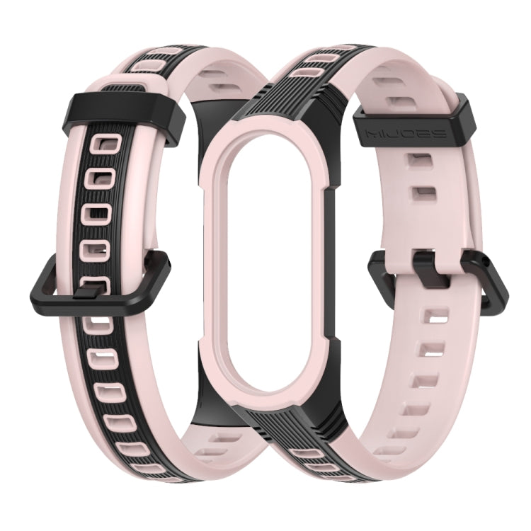 For Xiaomi Mi Band 5 / 6 / 7 MIJOBS Unibody Two-color Silicone Watch Band(Black Pink) - Watch Bands by MIJOBS | Online Shopping South Africa | PMC TechLife | Buy Now Pay Later Mobicred