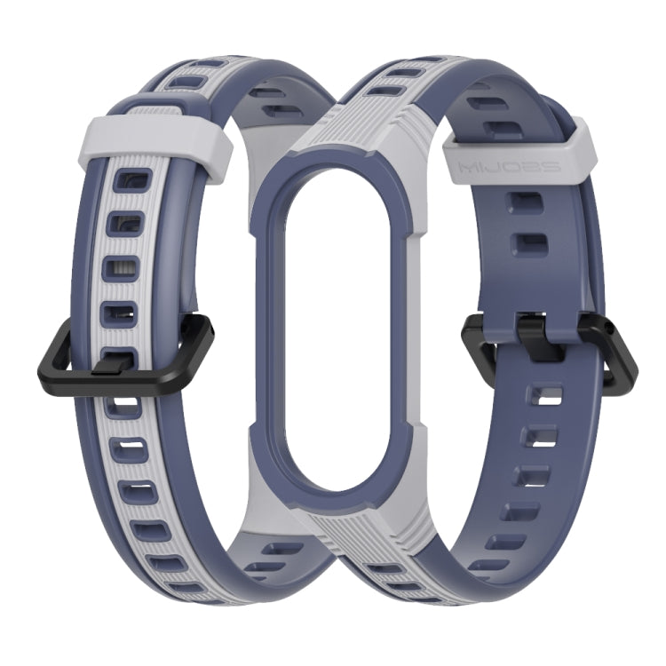 For Xiaomi Mi Band 5 / 6 / 7 MIJOBS Unibody Two-color Silicone Watch Band(Grey Midnight Blue) - Watch Bands by MIJOBS | Online Shopping South Africa | PMC TechLife | Buy Now Pay Later Mobicred