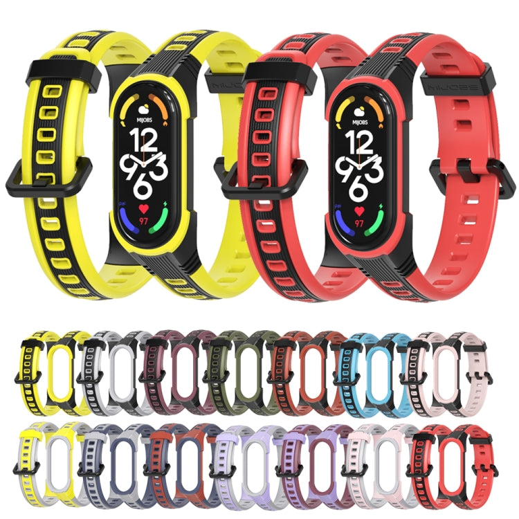For Xiaomi Mi Band 5 / 6 / 7 MIJOBS Unibody Two-color Silicone Watch Band(Grey Midnight Blue) - Watch Bands by MIJOBS | Online Shopping South Africa | PMC TechLife | Buy Now Pay Later Mobicred