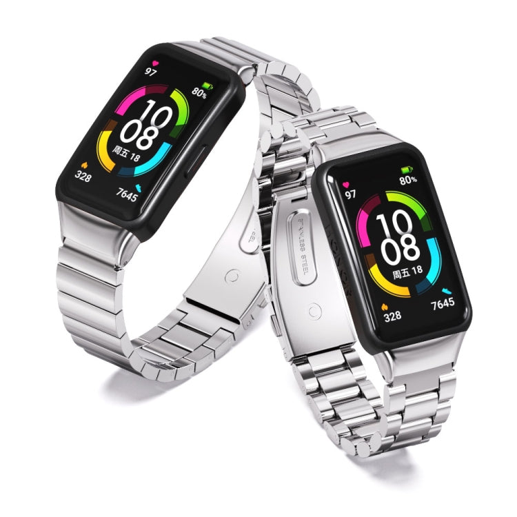 For Huawei Band 6 / Honor Band 6 / 7 Mijobs Bamboo Stainless Steel Metal Watch Band(Silver) - Watch Bands by MIJOBS | Online Shopping South Africa | PMC TechLife | Buy Now Pay Later Mobicred