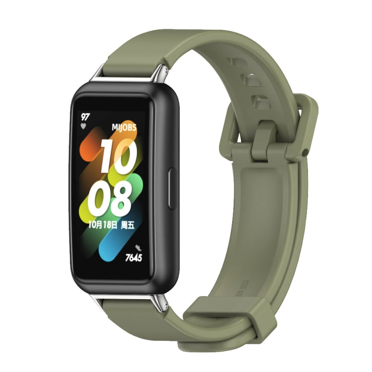 For Huawei Band 7 / 7 NFC MIJOBS Breathable Silicone Watch Band(Army Green Silver) - Watch Bands by MIJOBS | Online Shopping South Africa | PMC TechLife | Buy Now Pay Later Mobicred