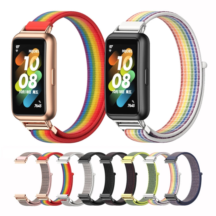 For Huawei Band 7 / 7 NFC Mijobs Breathable Nylon Watch Band(Black Red) - Watch Bands by MIJOBS | Online Shopping South Africa | PMC TechLife | Buy Now Pay Later Mobicred