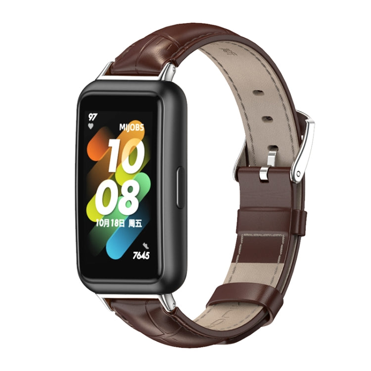 For Huawei Band 7 / 7 NFC MIJOBS Cowhide Leather Watch Band(Bamboo Joint Coffee Silver) - free shipping - PMC TechLife - Order now!