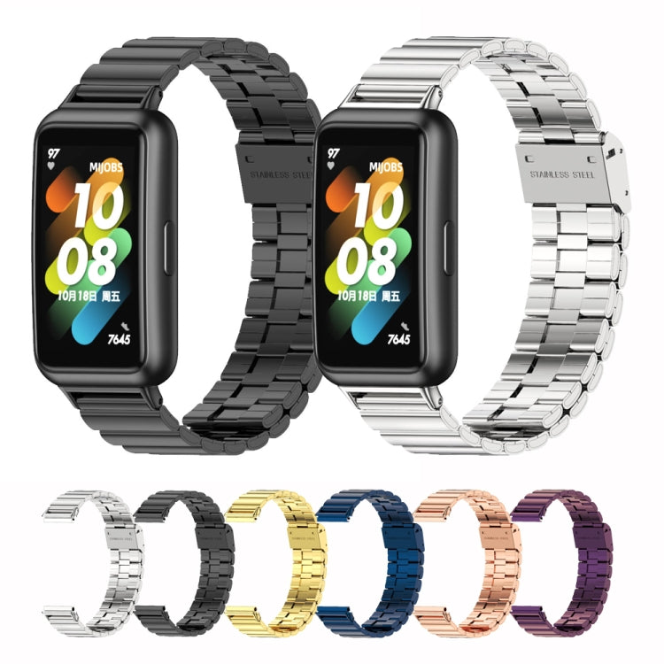 For Huawei Band 7 / 7 NFC Mijobs Bamboo Stainless Steel Metal Buckle Watch Band(Black) - Watch Bands by MIJOBS | Online Shopping South Africa | PMC TechLife | Buy Now Pay Later Mobicred
