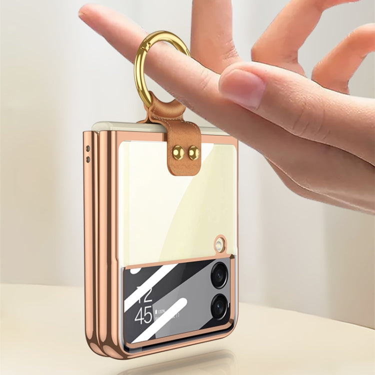 For Samsung Galaxy Z Flip4 GKK Integrated Electroplating Phone Case with Ring(Gold) - free shipping - PMC TechLife - Order now!