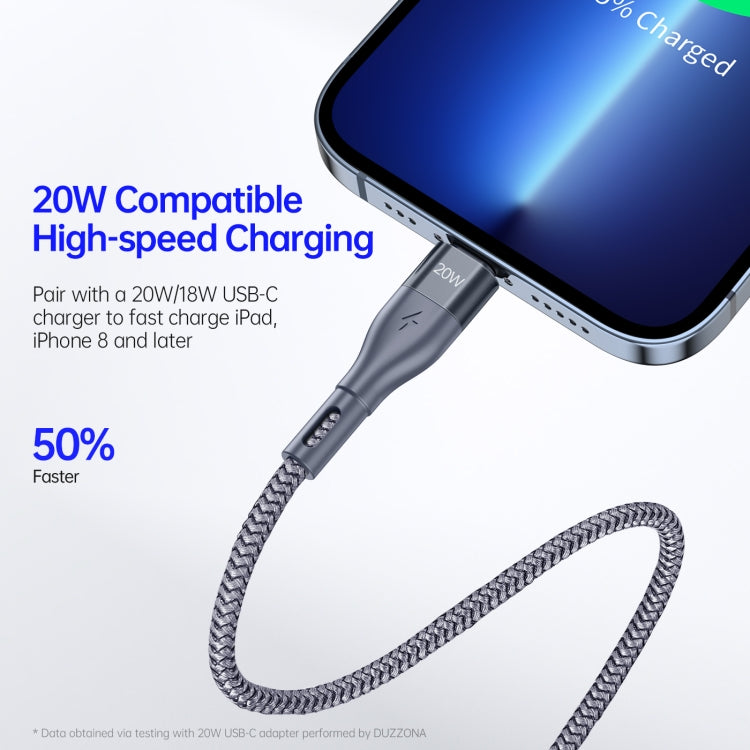 DUZZONA A1 PD 20W Type-C to 8 Pin Fast Charging Data Cable, Length: 1m(Grey) - free shipping - PMC TechLife - Order now!