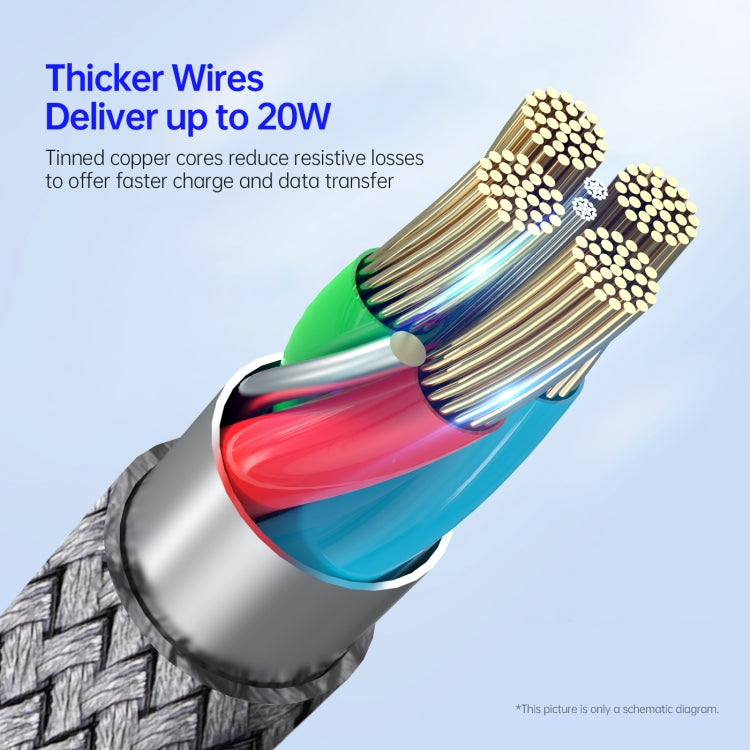 DUZZONA A1 PD 20W Type-C to 8 Pin Fast Charging Data Cable, Length: 1m(Grey) - free shipping - PMC TechLife - Order now!