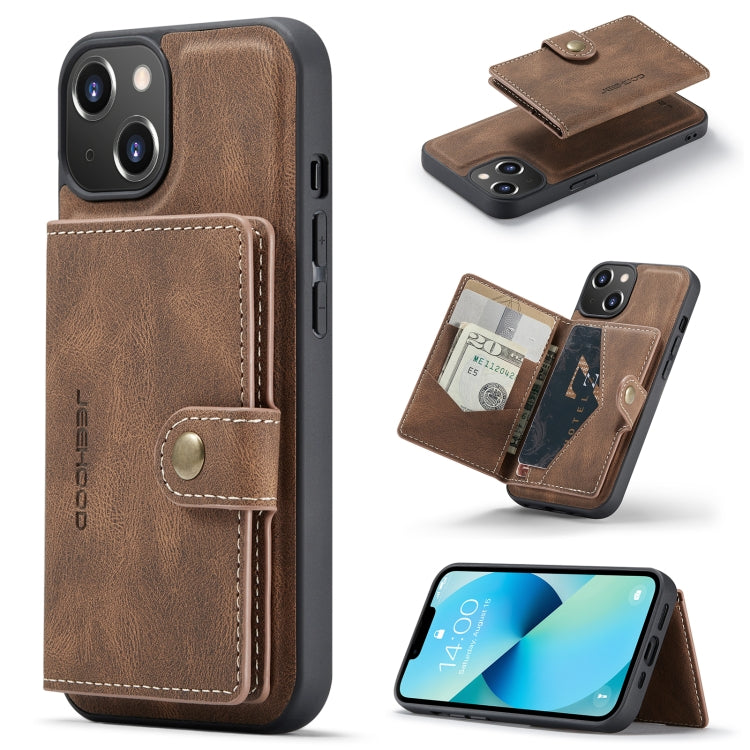 For iPhone 14 JEEHOOD Retro Magnetic Detachable Leather Phone Case (Brown) - iPhone 14 Cases by JEEHOOD | Online Shopping South Africa | PMC TechLife | Buy Now Pay Later Mobicred