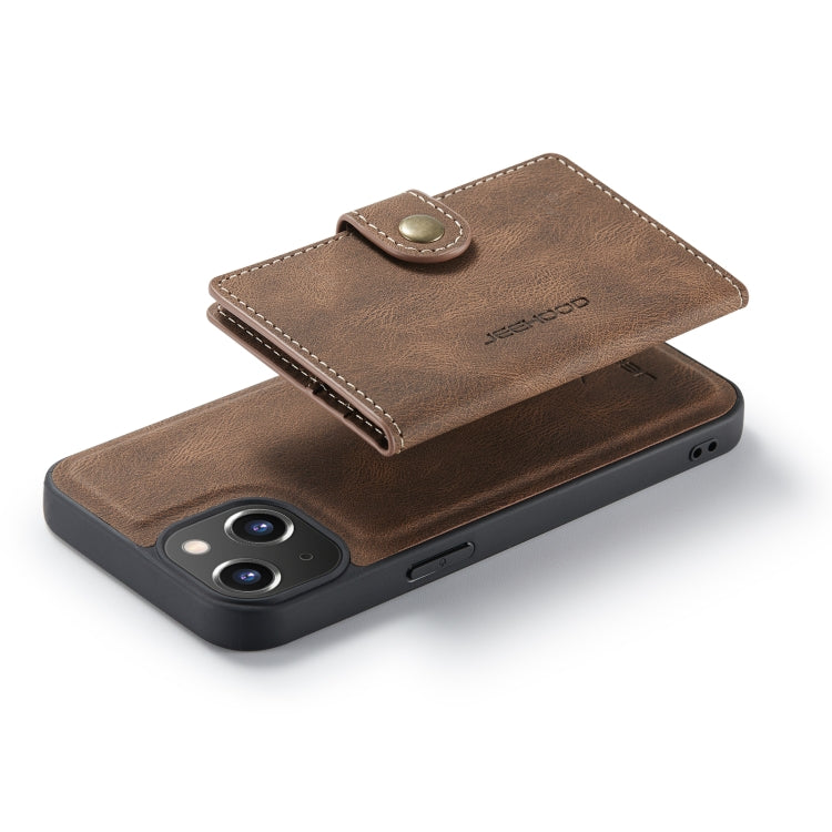 For iPhone 14 JEEHOOD Retro Magnetic Detachable Leather Phone Case (Brown) - iPhone 14 Cases by JEEHOOD | Online Shopping South Africa | PMC TechLife | Buy Now Pay Later Mobicred