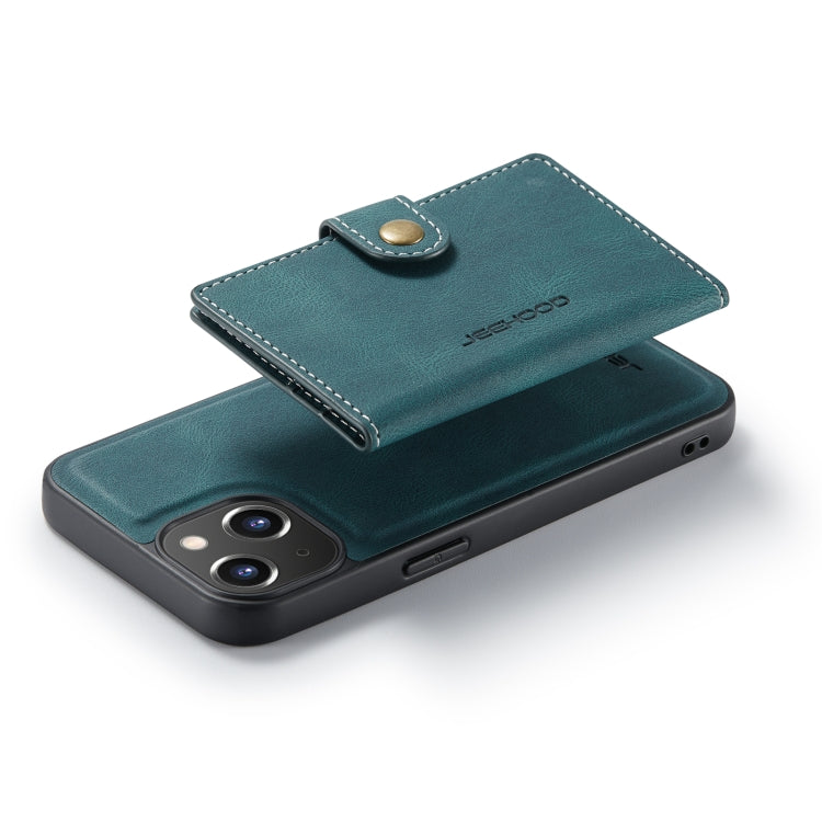 For iPhone 14 JEEHOOD Retro Magnetic Detachable Leather Phone Case (Blue) - iPhone 14 Cases by JEEHOOD | Online Shopping South Africa | PMC TechLife | Buy Now Pay Later Mobicred