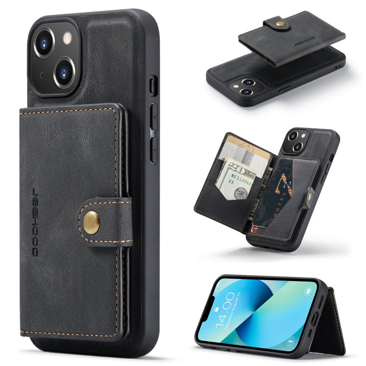 For iPhone 14 JEEHOOD Retro Magnetic Detachable Leather Phone Case (Black) - free shipping - PMC TechLife - Order now!
