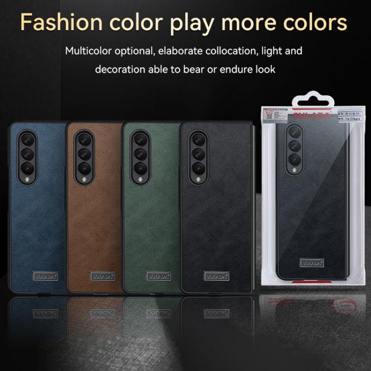 For Samsung Galaxy Z Fold4 SULADA Shockproof TPU + Handmade Leather Protective Case(Brown) - Galaxy Z Fold4 5G Cases by SULADA | Online Shopping South Africa | PMC TechLife