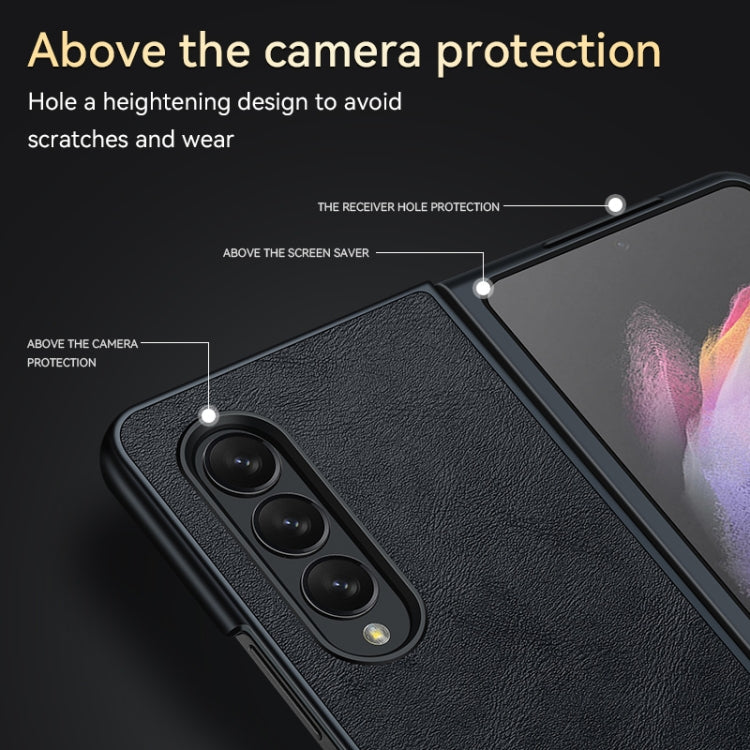 For Samsung Galaxy Z Fold4 SULADA Shockproof TPU + Handmade Leather Protective Case(Blue) - Galaxy Z Fold4 5G Cases by SULADA | Online Shopping South Africa | PMC TechLife