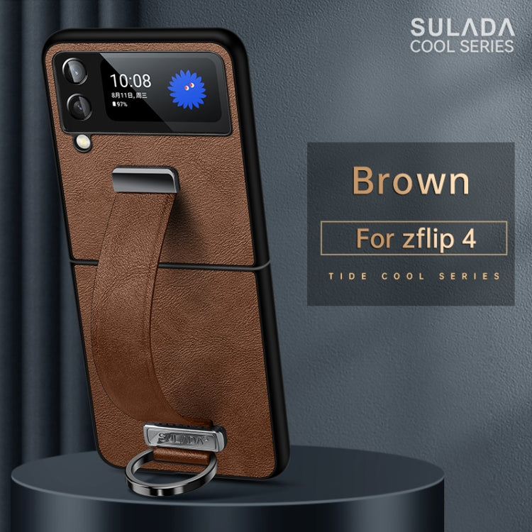 For Samsung Galaxy Z Flip4 SULADA Cool Series PC + Leather Texture Skin Feel Shockproof Phone Case(Brown) - Galaxy Z Flip4 5G Cases by SULADA | Online Shopping South Africa | PMC TechLife