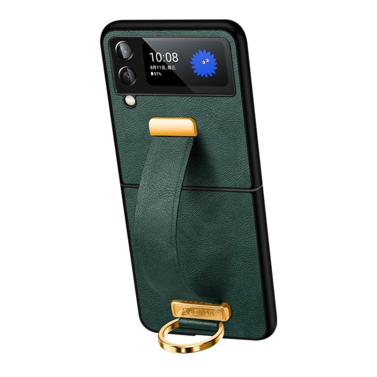 For Samsung Galaxy Z Flip4 SULADA Cool Series PC + Leather Texture Skin Feel Shockproof Phone Case(Green) - Galaxy Z Flip4 5G Cases by SULADA | Online Shopping South Africa | PMC TechLife | Buy Now Pay Later Mobicred