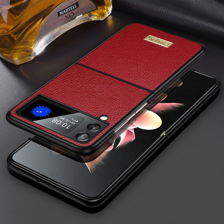 For Samsung Galaxy Z Flip4 SULADA Shockproof TPU + Handmade Leather Phone Case(Red) - free shipping - PMC TechLife - Order now!