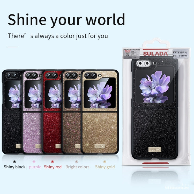 For Samsung Galaxy Z Flip5 SULADA Shockproof TPU + Handmade Leather Phone Case(Purple) - Galaxy Z Flip5 Cases by SULADA | Online Shopping South Africa | PMC TechLife | Buy Now Pay Later Mobicred
