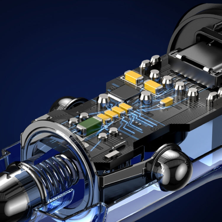 USAMS US-CC164 C32 30W Transparent Dual Port Mini Car Charger(Blue) - free shipping - PMC TechLife - Order now!