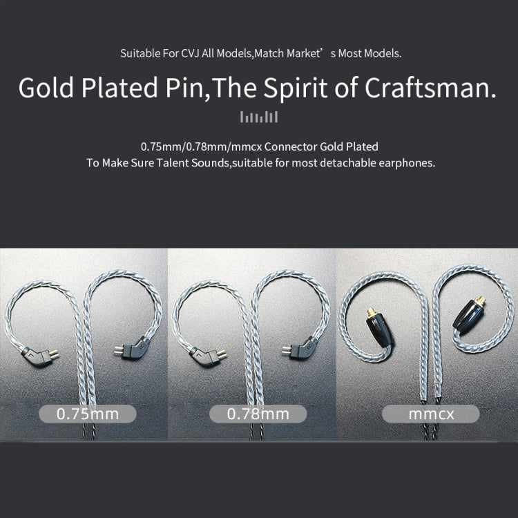 CVJ V2 1.25m Oxygen-free Copper Original 3.5mm Elbow Earphone Cable, Style:0.78mm No Mic(Black) - Cable & Splitter by CVJ | Online Shopping South Africa | PMC TechLife | Buy Now Pay Later Mobicred