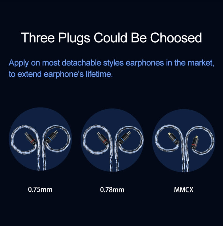 CVJ V3 1.2m 16 Cores Silver-plated 3.5mm Earphone Cable, Style:0.75mm(Silver) - Cable & Splitter by CVJ | Online Shopping South Africa | PMC TechLife | Buy Now Pay Later Mobicred