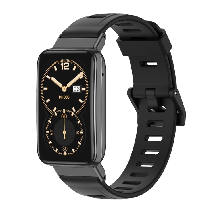 For Xiaomi Mi Band 7 Pro Mijobs Flat Hole TPU Watch Band(Black) - Watch Bands by MIJOBS | Online Shopping South Africa | PMC TechLife | Buy Now Pay Later Mobicred