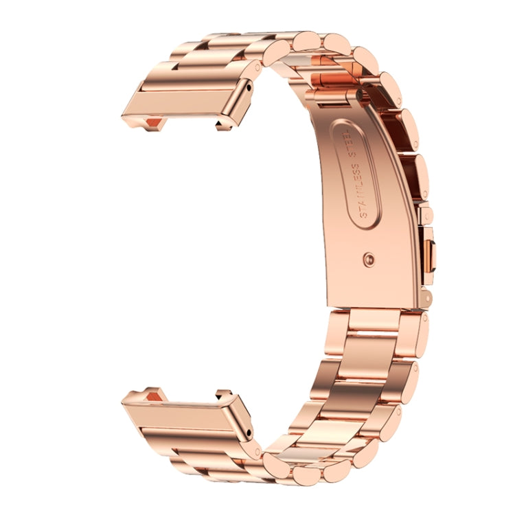 For Xiaomi Mi Band 7 Pro Mijobs Three-bead Metal Stainless Steel Watch Band(Rose Gold) - Watch Bands by MIJOBS | Online Shopping South Africa | PMC TechLife | Buy Now Pay Later Mobicred