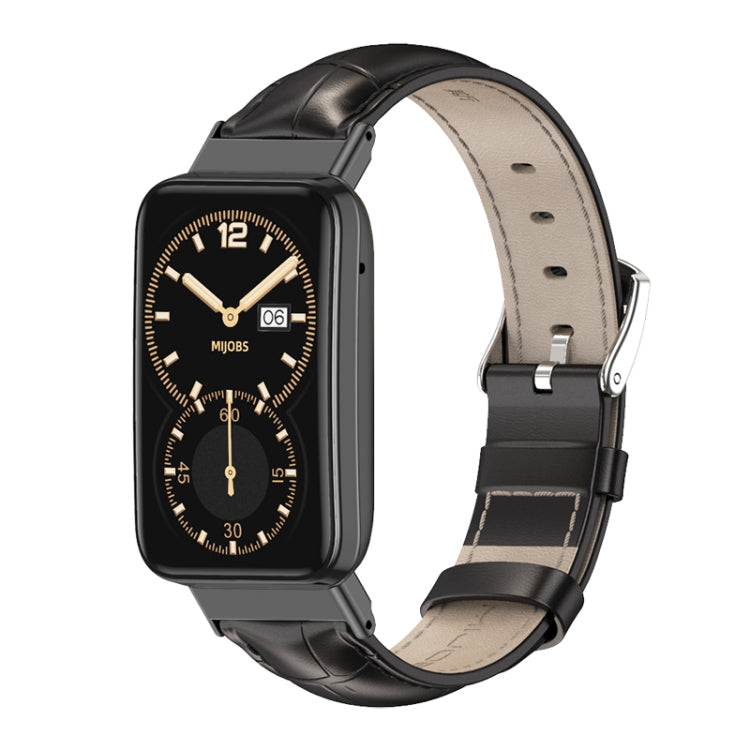 For Xiaomi Mi Band 7 Pro Mijobs Genuine Leather Top Layer Cowhide Watch Band(Bamboo Black) - free shipping - PMC TechLife - Order now!