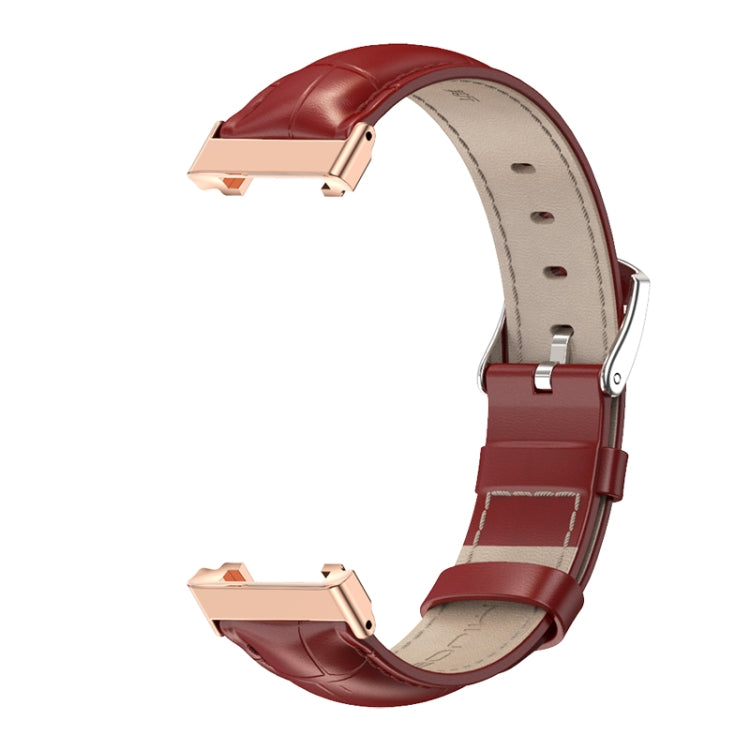 For Xiaomi Mi Band 7 Pro Mijobs Genuine Leather Top Layer Cowhide Watch Band(Bamboo Red Rose Gold) - Watch Bands by MIJOBS | Online Shopping South Africa | PMC TechLife | Buy Now Pay Later Mobicred