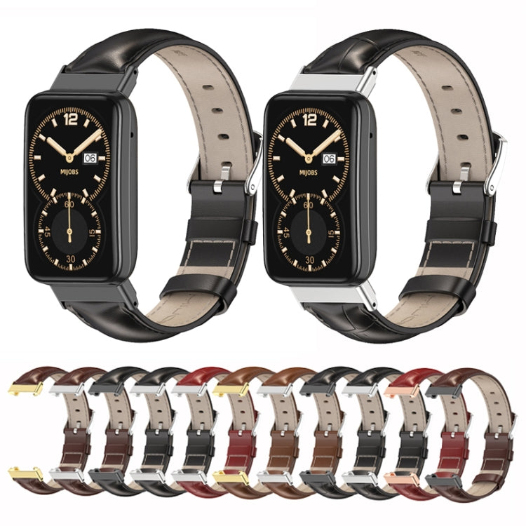 For Xiaomi Mi Band 7 Pro Mijobs Genuine Leather Top Layer Cowhide Watch Band(Bamboo Black) - free shipping - PMC TechLife - Order now!