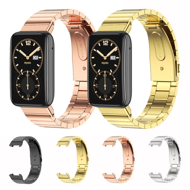 For Xiaomi Mi Band 7 Pro Mijobs Bamboo Stainless Steel Metal Watch Band(Black) - Watch Bands by MIJOBS | Online Shopping South Africa | PMC TechLife | Buy Now Pay Later Mobicred
