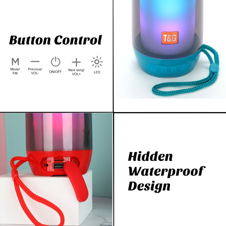 T&G TG643 Portable LED Light Waterproof Subwoofer Wireless Bluetooth Speaker(Light Blue) - Waterproof Speaker by T&G | Online Shopping South Africa | PMC TechLife | Buy Now Pay Later Mobicred