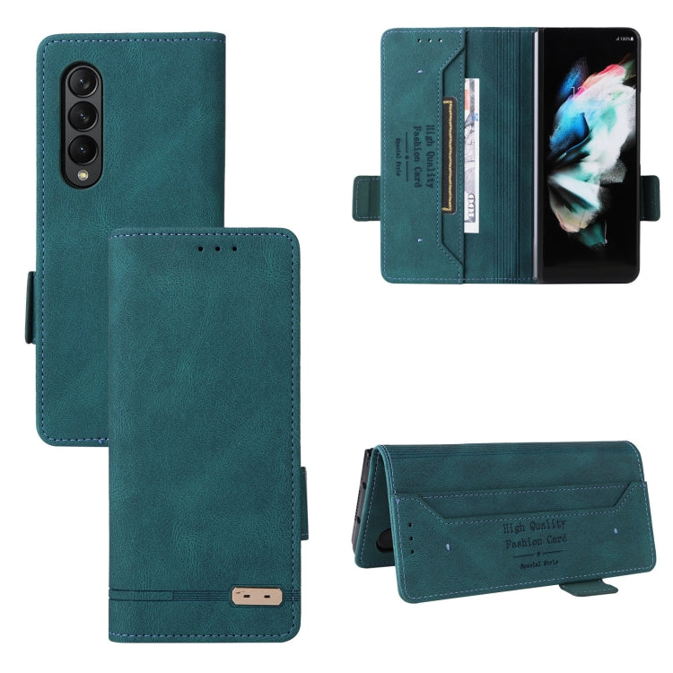 For Samsung Galaxy Z Fold4 Magnetic Clasp Flip Leather Phone Case(Green) - Galaxy Z Fold4 5G Cases by PMC TechLife | Online Shopping South Africa | PMC TechLife | Buy Now Pay Later Mobicred