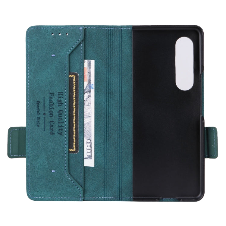 For Samsung Galaxy Z Fold4 Magnetic Clasp Flip Leather Phone Case(Green) - Galaxy Z Fold4 5G Cases by PMC TechLife | Online Shopping South Africa | PMC TechLife | Buy Now Pay Later Mobicred