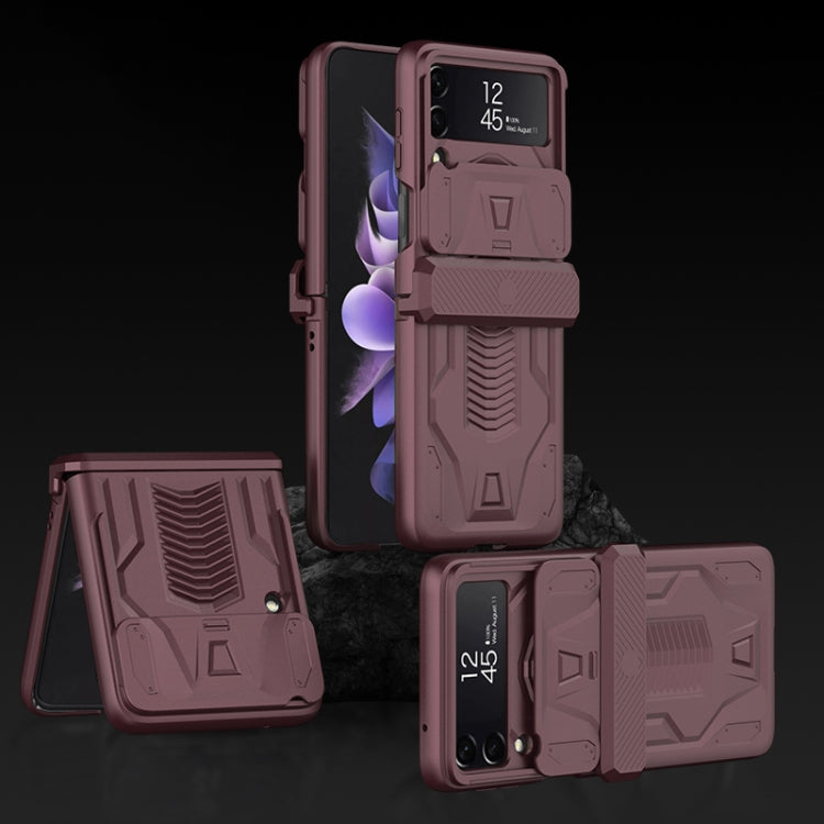 For Samsung Galaxy Z Flip4 GKK Sliding Camshield Magnetic Armor Flip Phone Case(Wine Red) - free shipping - PMC TechLife - Order now!