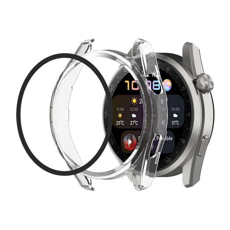 For Huawei Watch3 Pro New PC + Tempered Glass Integrated Protective Watch Case(Transparent White) - Watch Cases by PMC TechLife | Online Shopping South Africa | PMC TechLife | Buy Now Pay Later Mobicred