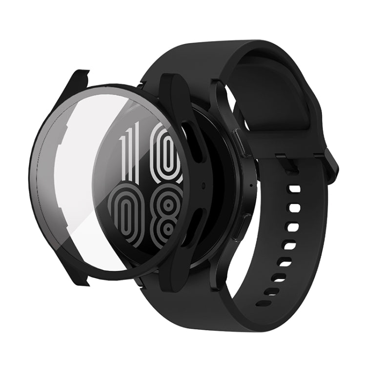For Samsung Galaxy Watch5 44mm PC + Tempered Glass Integrated Protective Watch Case(Purple) - Watch Cases by PMC TechLife | Online Shopping South Africa | PMC TechLife | Buy Now Pay Later Mobicred