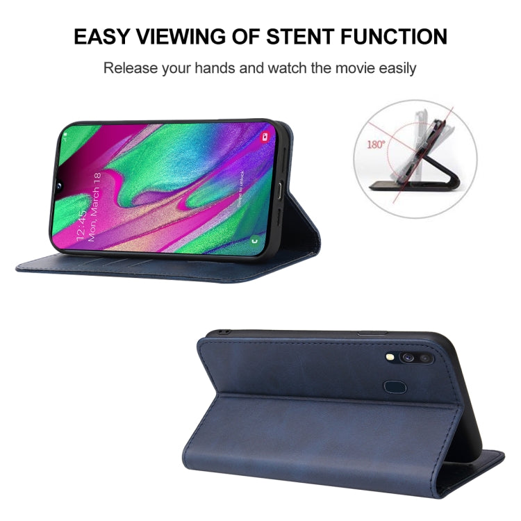 For Samsung Galaxy A40 Magnetic Closure Leather Phone Case(Blue) - free shipping - PMC TechLife - Order now!