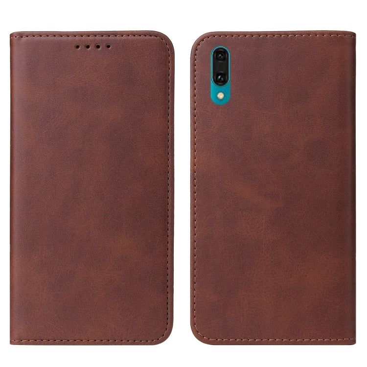 For Huawei Y9 2019 Magnetic Closure Leather Phone Case(Brown) - Huawei Cases by PMC TechLife | Online Shopping South Africa | PMC TechLife | Buy Now Pay Later Mobicred