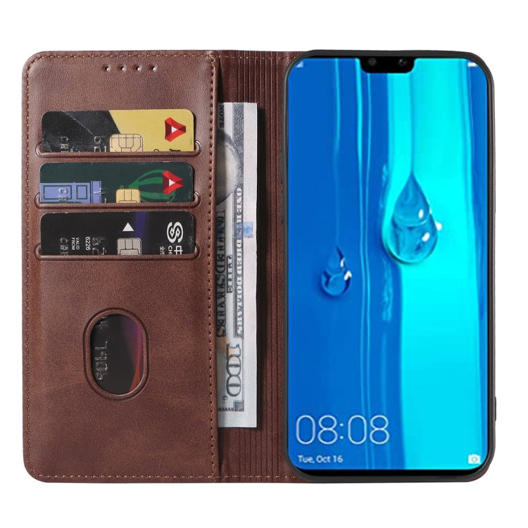For Huawei Y9 2019 Magnetic Closure Leather Phone Case(Brown) - Huawei Cases by PMC TechLife | Online Shopping South Africa | PMC TechLife | Buy Now Pay Later Mobicred