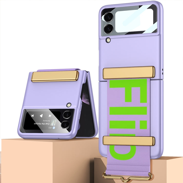 For Samsung Galaxy Z Flip4 GKK Ultra-thin Full Coverage Phone Flip Case with Wristband(Purple) - free shipping - PMC TechLife - Order now!
