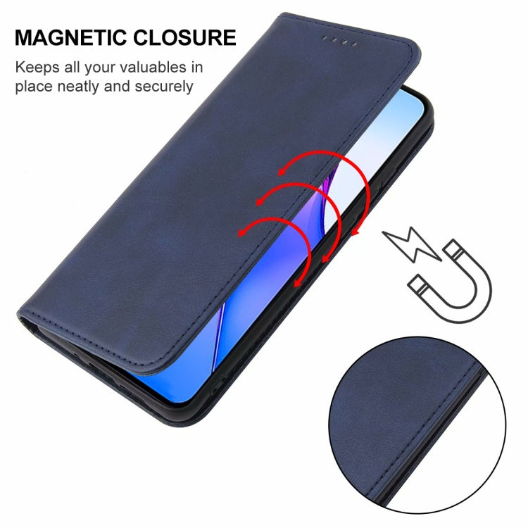 For OPPO Reno8 Pro Magnetic Closure Leather Phone Case(Blue) - Realme Cases by PMC TechLife | Online Shopping South Africa | PMC TechLife | Buy Now Pay Later Mobicred
