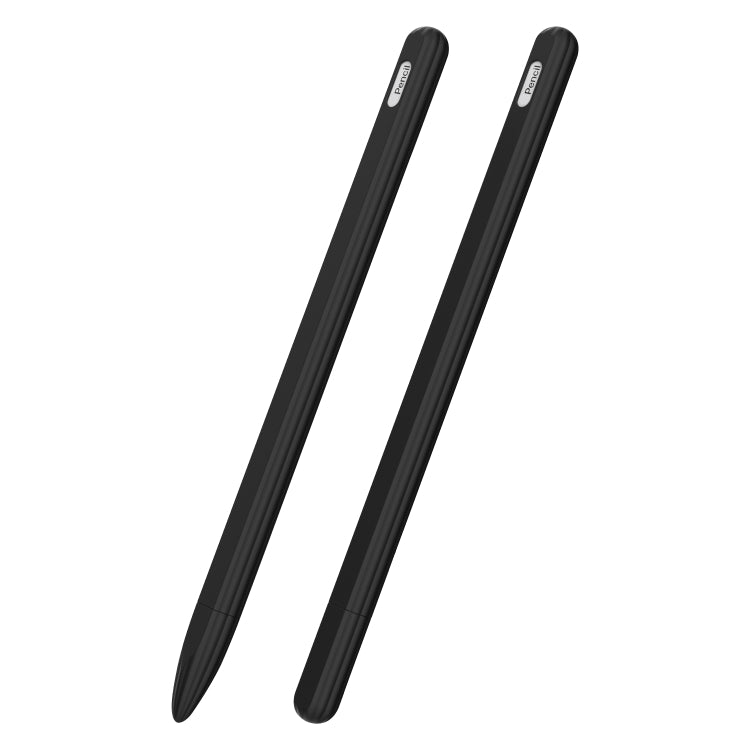 3 in 1 Striped Liquid Silicone Stylus Case with Two Tip Caps For Apple Pencil 1(Black) - Pencil Accessories by PMC TechLife | Online Shopping South Africa | PMC TechLife