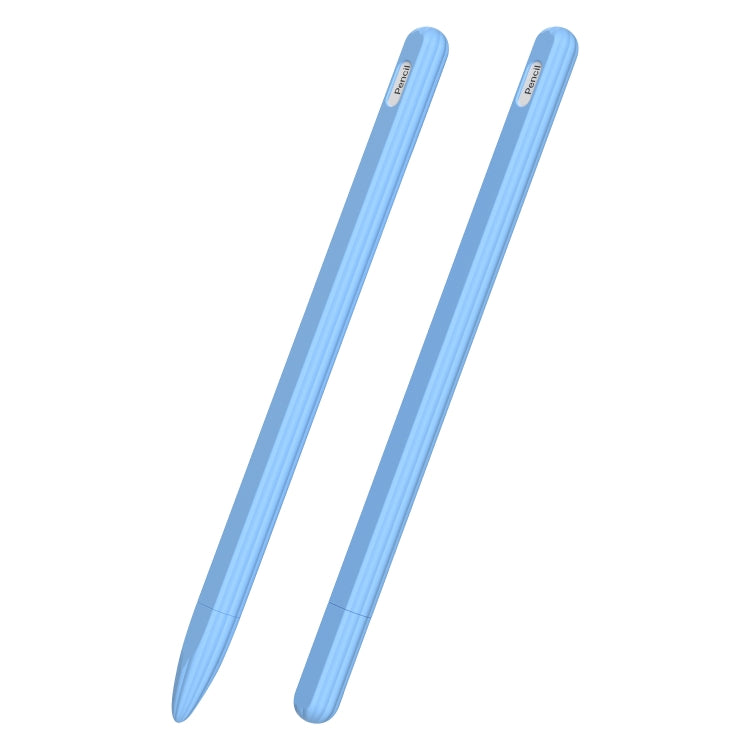 3 in 1 Striped Liquid Silicone Stylus Case with Two Tip Caps For Apple Pencil 1(Sky Blue) - Pencil Accessories by PMC TechLife | Online Shopping South Africa | PMC TechLife