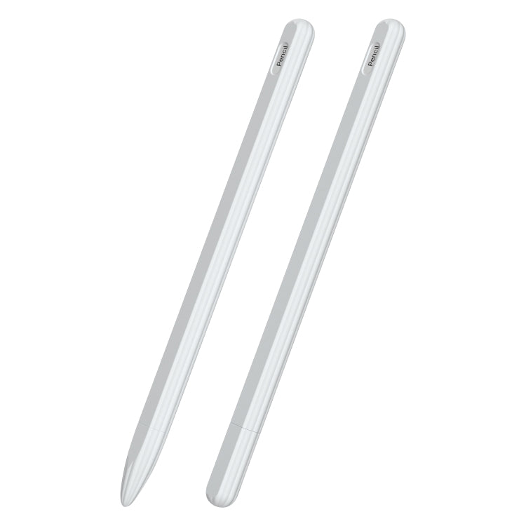 3 in 1 Striped Liquid Silicone Stylus Case with Two Tip Caps For Apple Pencil 1(White) - Pencil Accessories by PMC TechLife | Online Shopping South Africa | PMC TechLife
