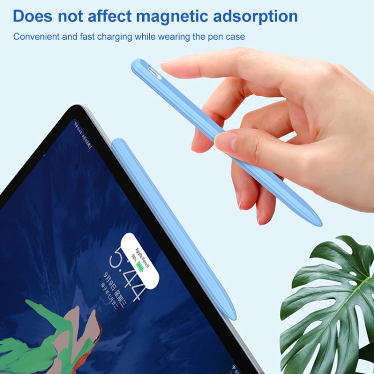 3 in 1 Striped Liquid Silicone Stylus Case with Two Tip Caps For Apple Pencil 1(Pink) - Pencil Accessories by PMC TechLife | Online Shopping South Africa | PMC TechLife