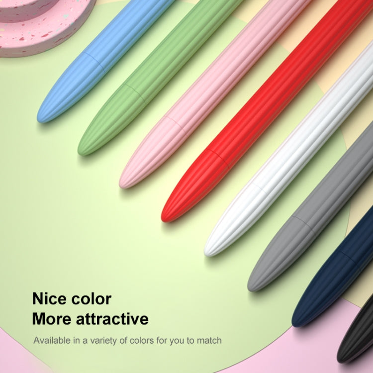 3 in 1 Striped Liquid Silicone Stylus Case with Two Tip Caps For Apple Pencil 2(Midnight Blue) - Pencil Accessories by PMC TechLife | Online Shopping South Africa | PMC TechLife