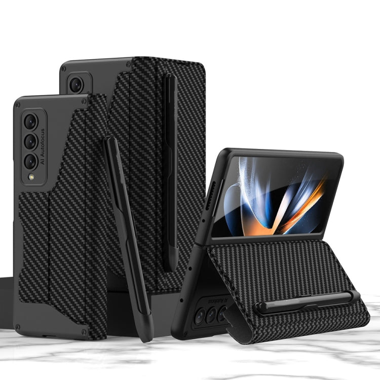 For Samsung Galaxy Z Fold4 GKK Armor Flip Leather Phone Case with Pen Slots(Carbon Fiber Texture) - Galaxy Z Fold4 5G Cases by GKK | Online Shopping South Africa | PMC TechLife | Buy Now Pay Later Mobicred