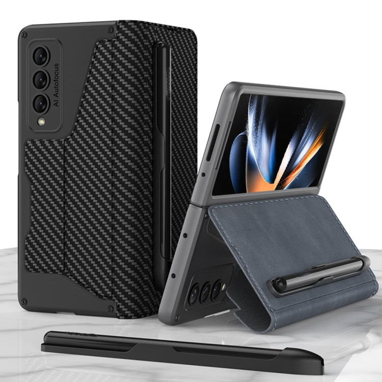 For Samsung Galaxy Z Fold4 GKK Armor Flip Leather Phone Case with Pen Slots(Carbon Fiber Texture) - Galaxy Z Fold4 5G Cases by GKK | Online Shopping South Africa | PMC TechLife | Buy Now Pay Later Mobicred