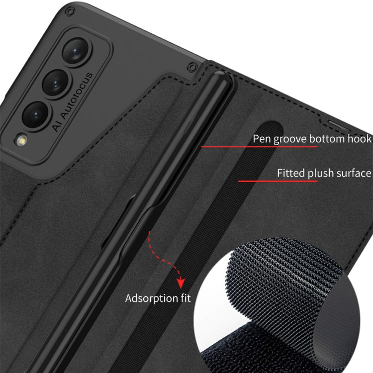 For Samsung Galaxy Z Fold4 GKK Armor Flip Leather Phone Case with Pen Slots(Carbon Fiber Texture) - Galaxy Z Fold4 5G Cases by GKK | Online Shopping South Africa | PMC TechLife | Buy Now Pay Later Mobicred